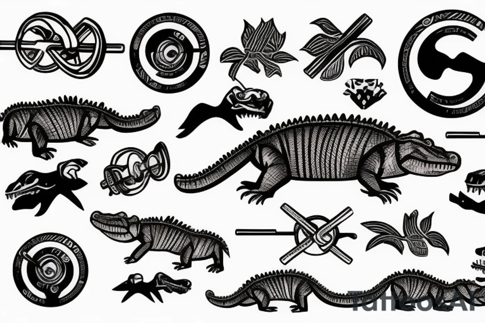 crocodile lifts a barbell sport tattoo idea