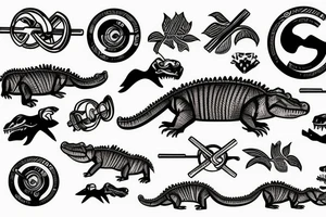 crocodile lifts a barbell sport tattoo idea