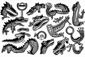 crocodile lifts a barbell sport tattoo idea