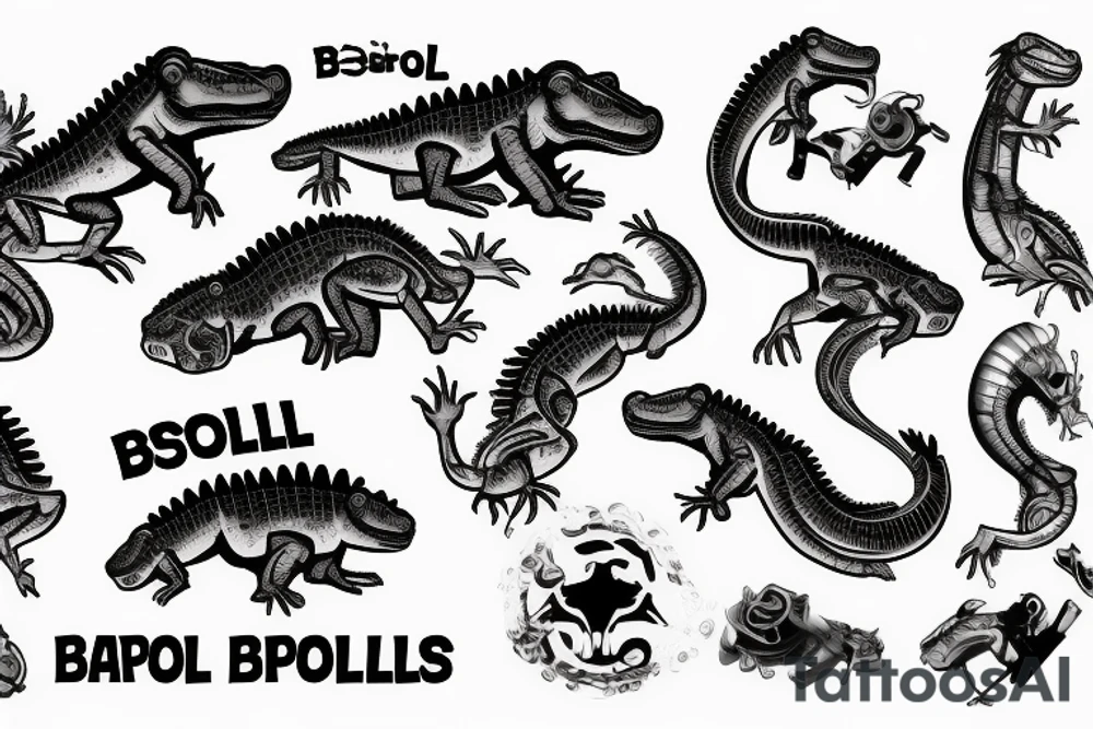 crocodile lifts a barbell sport tattoo idea