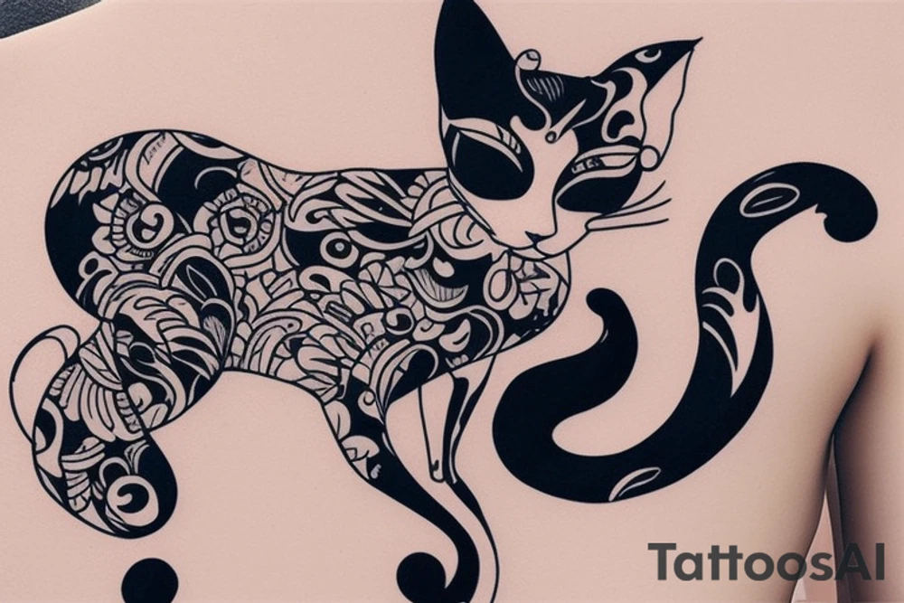 shoulder back feminine dynamic cat tattoo tattoo idea