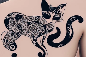 shoulder back feminine dynamic cat tattoo tattoo idea