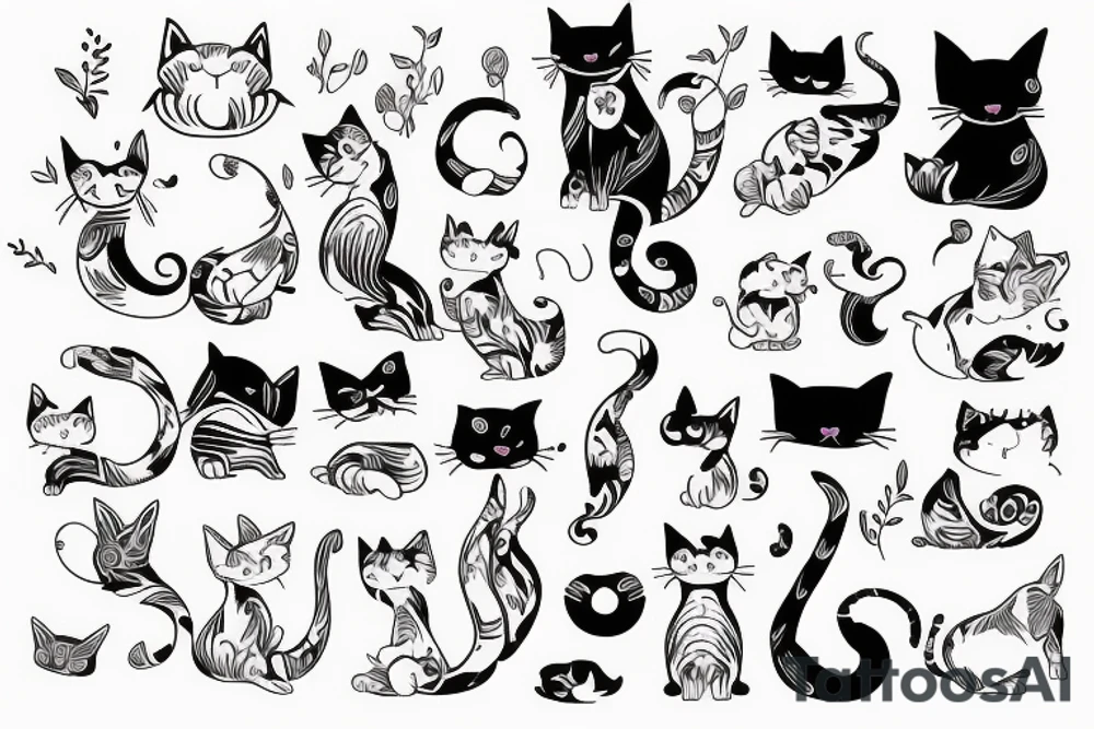 shoulder back feminine dynamic cat tattoo tattoo idea
