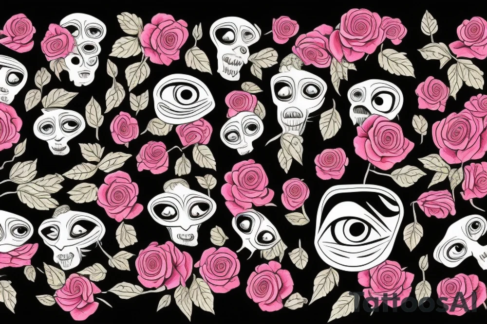 ram with roses for eyes tattoo idea