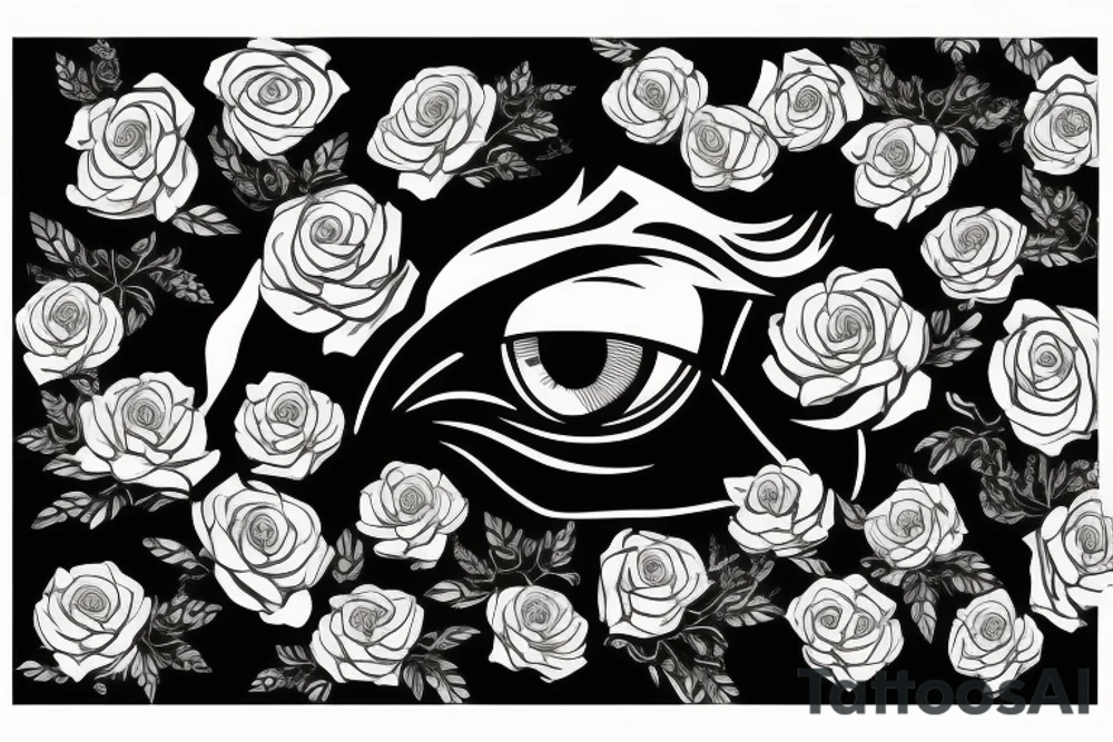 ram with roses for eyes tattoo idea