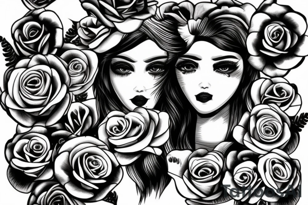 ram with roses for eyes tattoo idea