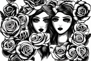 ram with roses for eyes tattoo idea