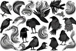 crow made of waves tattoo idea
