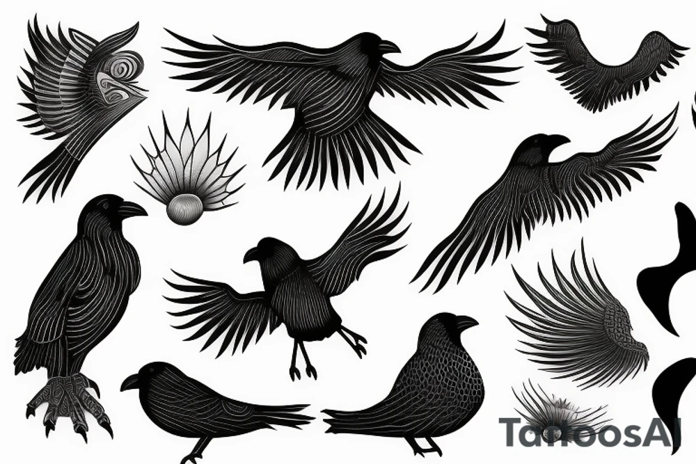 crow made of waves tattoo idea