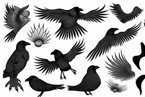 crow made of waves tattoo idea