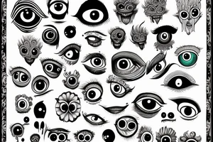 traditional style door with eyes and hands tattoo idea