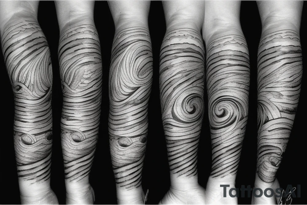 knee round waves texture tattoo idea