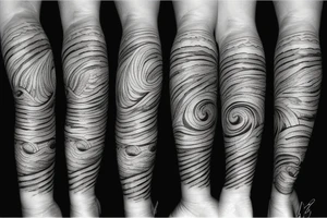 knee round waves texture tattoo idea