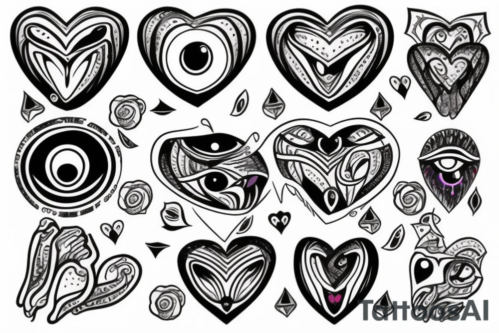 heart with evil eye tattoo idea