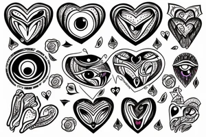 heart with evil eye tattoo idea
