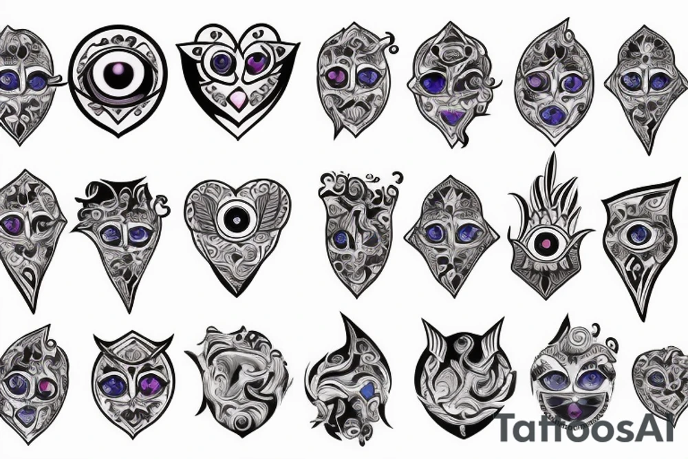 heart with evil eye tattoo idea