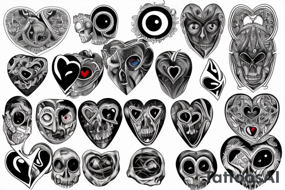 anatomically accurate dark gothic heart with evil eye tattoo idea
