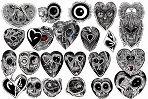 anatomically accurate dark gothic heart with evil eye tattoo idea