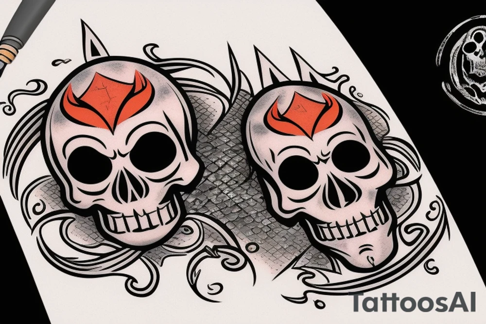 skull with a sword impaled on fire tattoo idea
