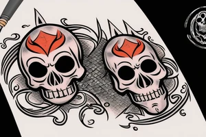 skull with a sword impaled on fire tattoo idea