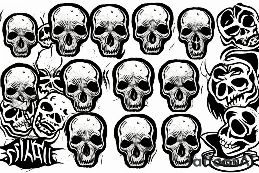skull on fire tattoo idea