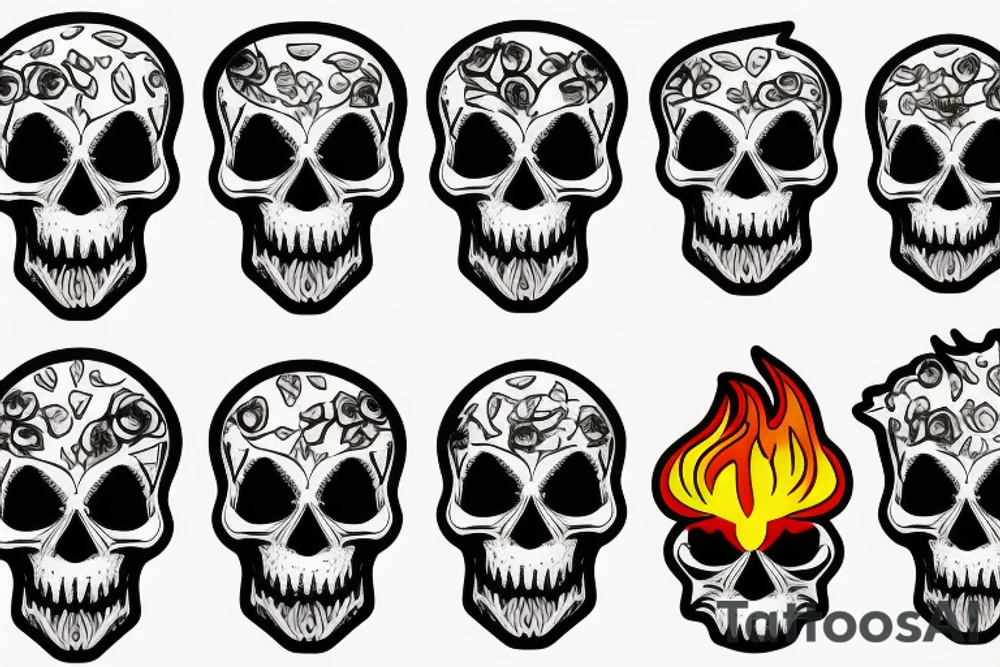 skull on fire tattoo idea