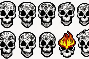 skull on fire tattoo idea