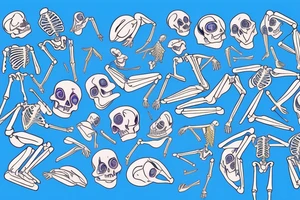 neon blue dynamic full body skeleton skating tattoo idea