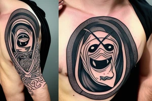 hooded cultist with an eye on its chest tattoo idea