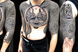 hooded cultist with an eye on its chest tattoo idea