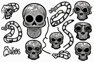 skull with a neon snake inside tattoo idea