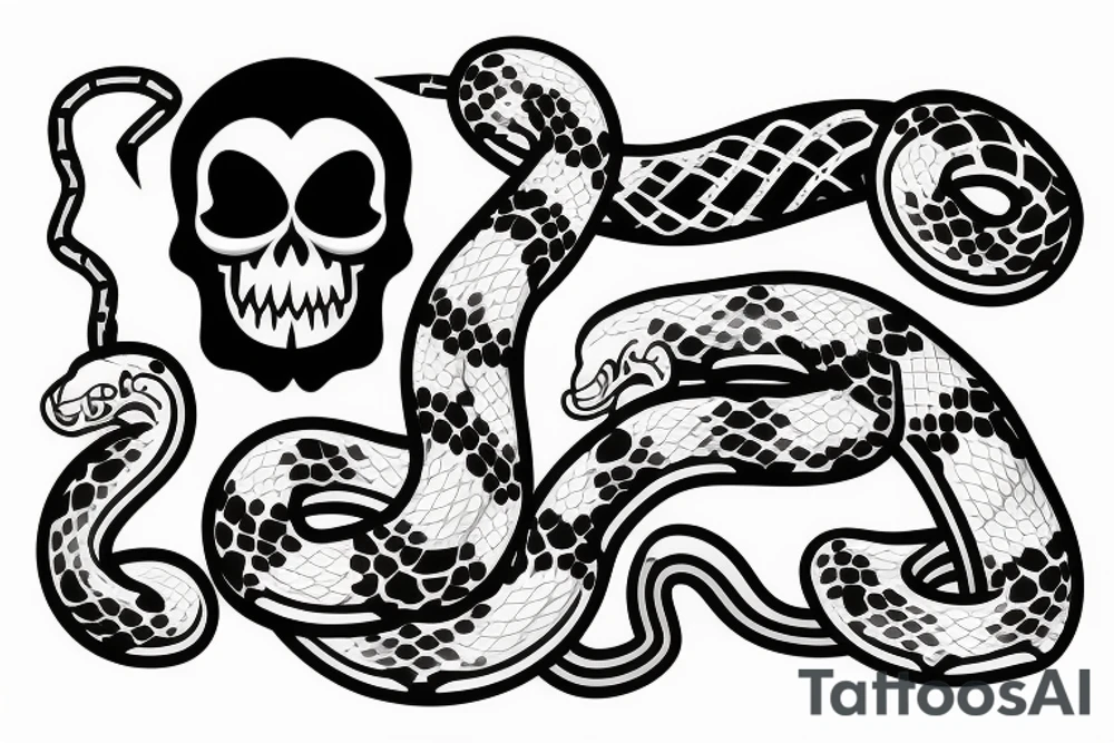 skull with a neon snake inside tattoo idea