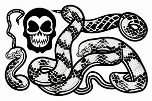 skull with a neon snake inside tattoo idea