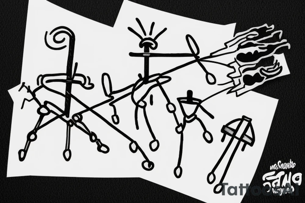 stick figure hanging from a coat hanger tattoo idea