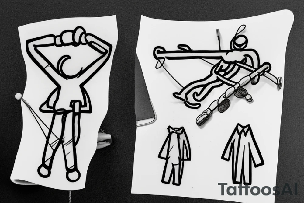 stick figure hanging from a coat hanger tattoo idea