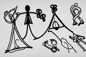 stick figure hanging from a coat hanger on a clothesline tattoo idea