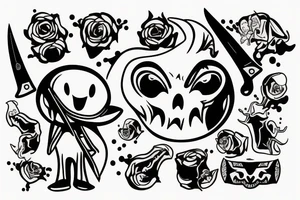cartoon ghost with a knife tattoo idea