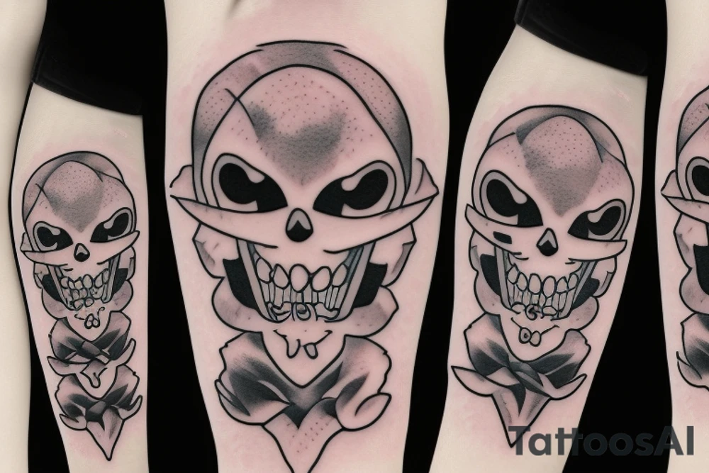 cartoon ghost with a knife tattoo idea