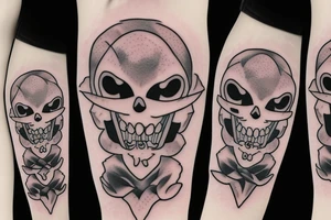 cartoon ghost with a knife tattoo idea