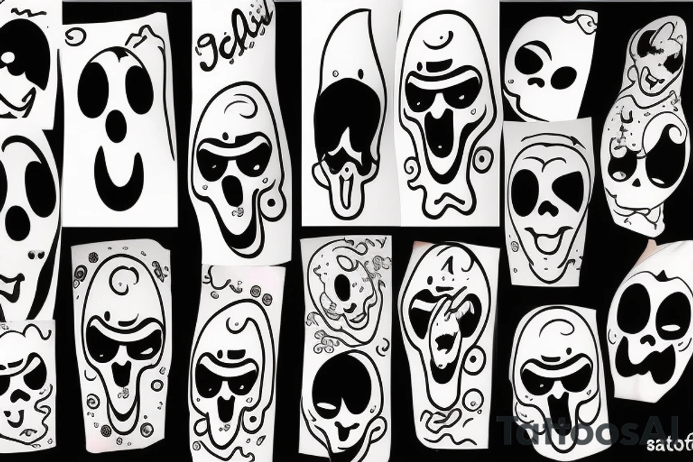 funny cartoon ghost tattoo idea