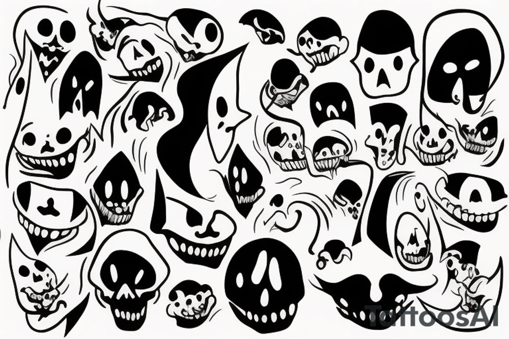 funny cartoon ghost tattoo idea
