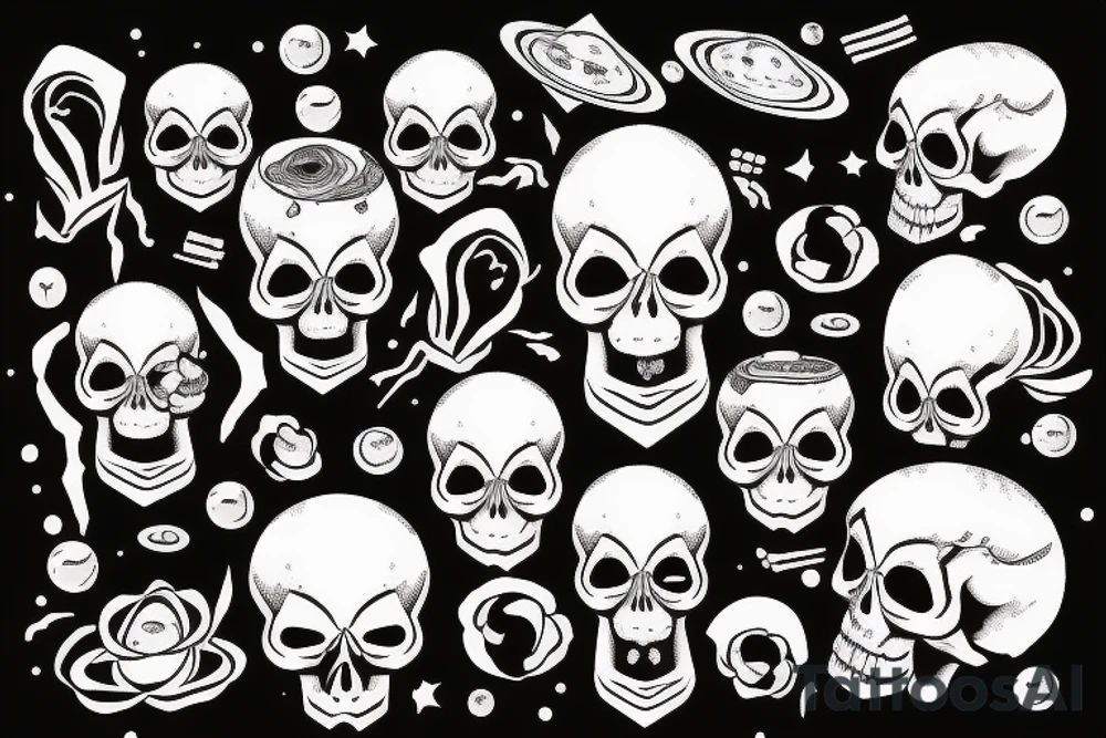 open skull with the universe falling from it tattoo idea