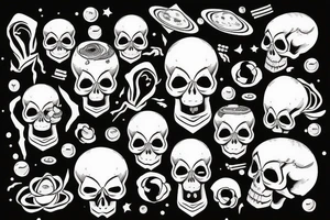 open skull with the universe falling from it tattoo idea
