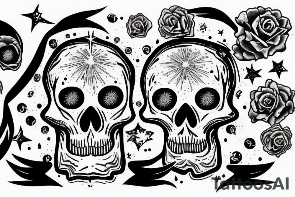 open skull with the universe falling from it tattoo idea