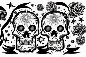 open skull with the universe falling from it tattoo idea