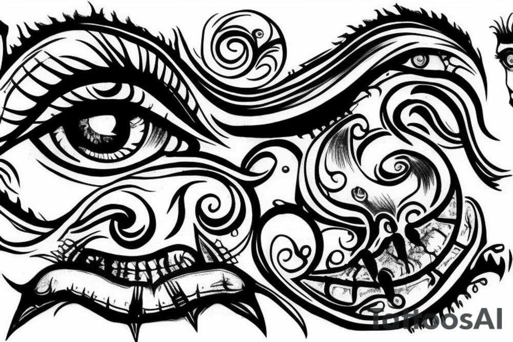 monster eye with nails tattoo idea