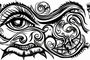 monster eye with nails tattoo idea