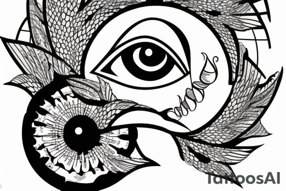 flying monster eye with nails tattoo idea