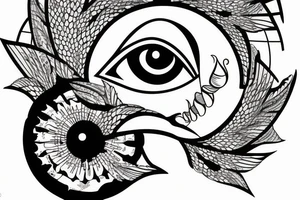 flying monster eye with nails tattoo idea