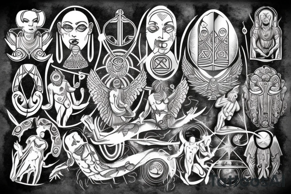ancient astronauts, gods were aliens, mythologie, chest- tatoo, ufo tattoo idea